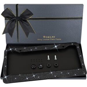 Amazon OKLPF Bling License Plate Frame - Black Rhinestone - NWT
